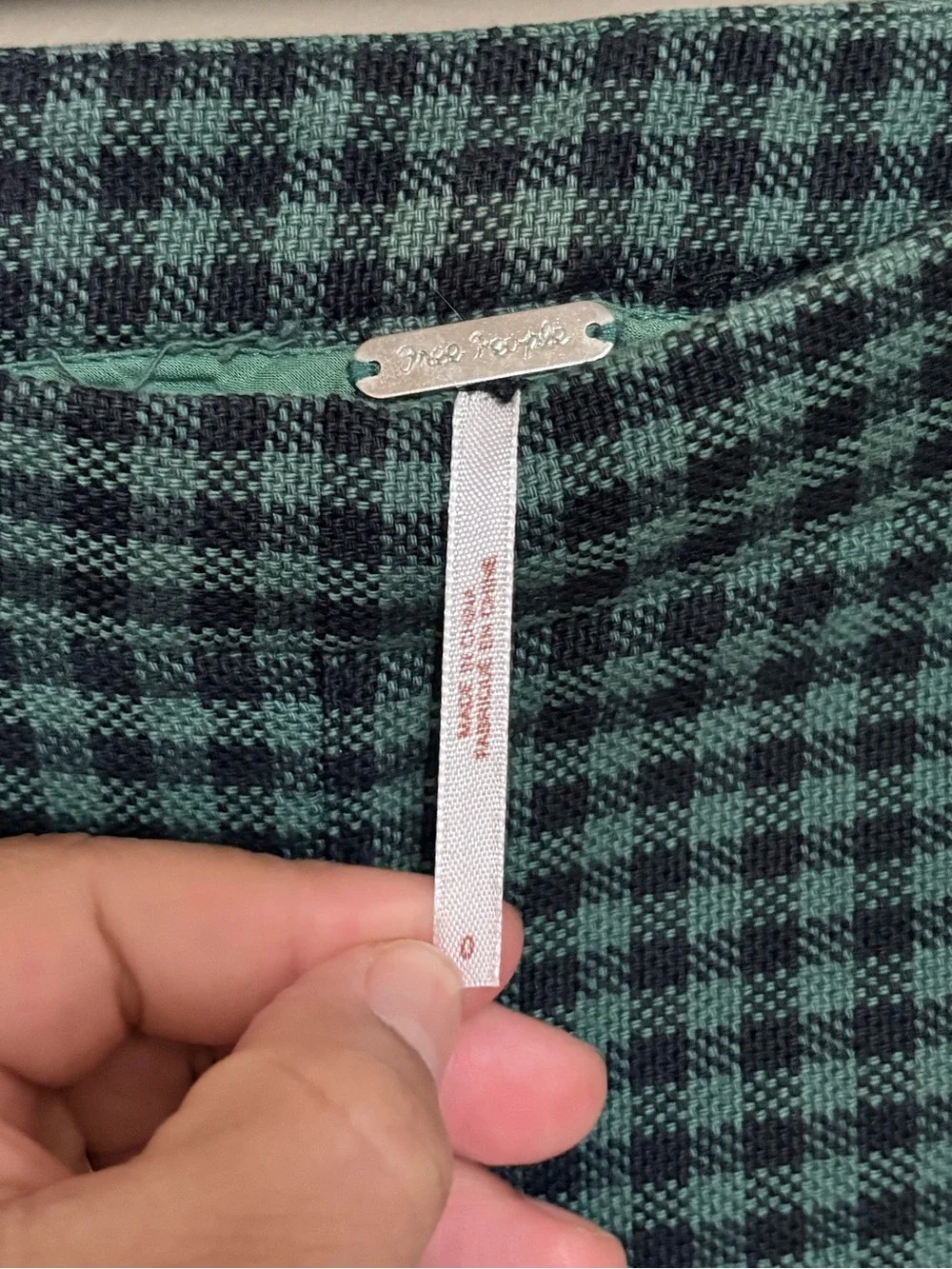 Free People Dark Green and Black Gingham pants